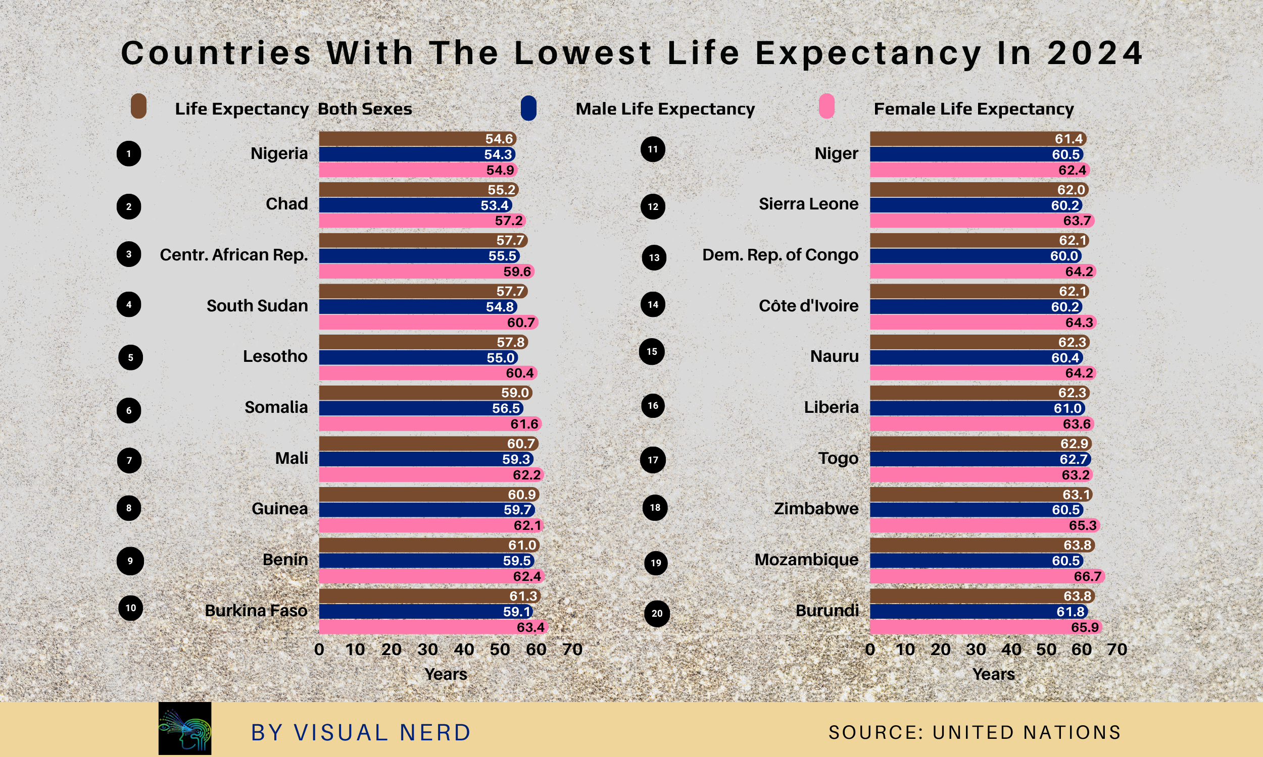 Countries With Lowest Life Expectancy – 2024
